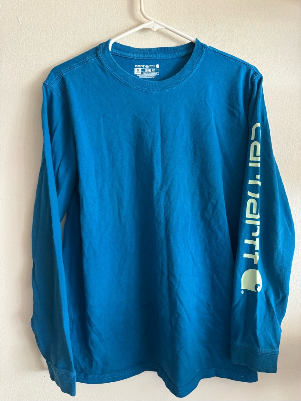 Carhartt Long-Sleeve Logo Tee - Teal Blue